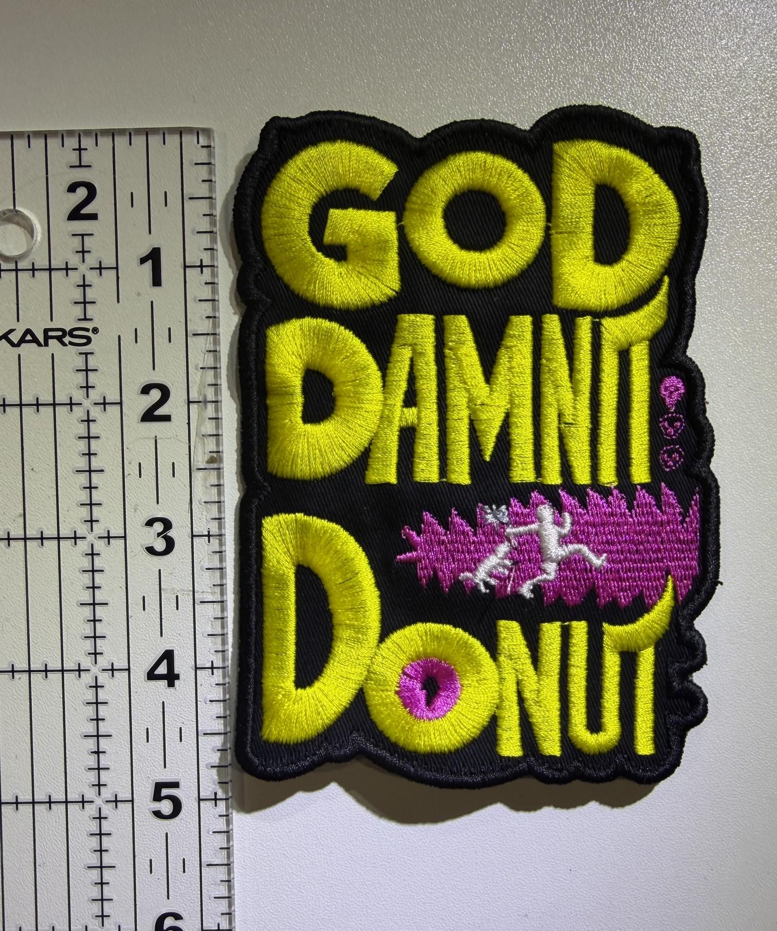 God Dammit Donut Embroidered Patch, DCC Inspired LitRPG Book Patch