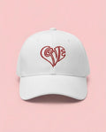 Adjustable Back White Embroidered LOVE Heart Baseball Cap