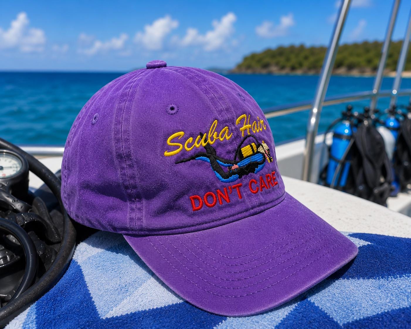 Embroidered Scuba Dad Hat – Scuba Hair Don’t Care