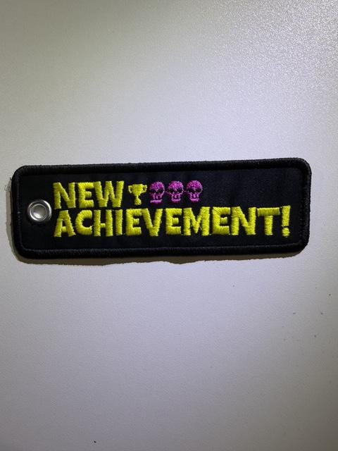 Embroidered Flight Tag Keychain, Dungeon Crawler Carl Inspired Patch, Stainless Steel Cable