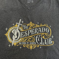 Embroidered Desperado Club V-Neck Shirt, Dark Gray Recycled Fabric, Western Fantasy Tee