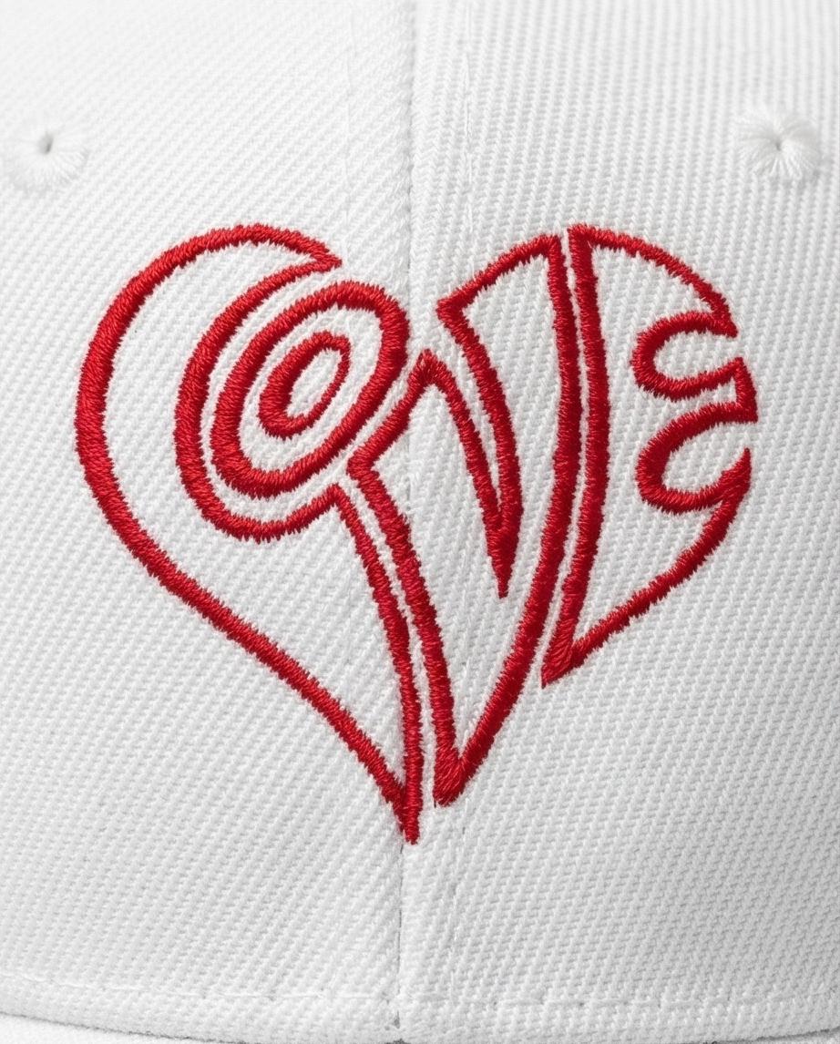 Adjustable Back White Embroidered LOVE Heart Baseball Cap