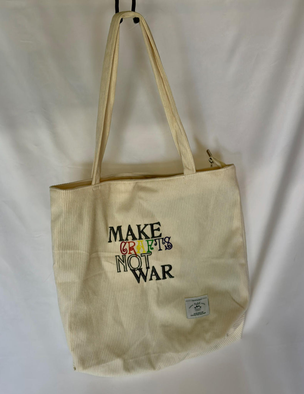 Embroidered Corduroy Tote Bag – Make Crafts Not War