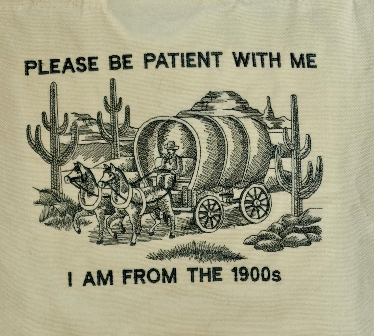 Embroidered Canvas Tote Bag – "I Am From the 1900s" Vintage Humor Grocery Bag