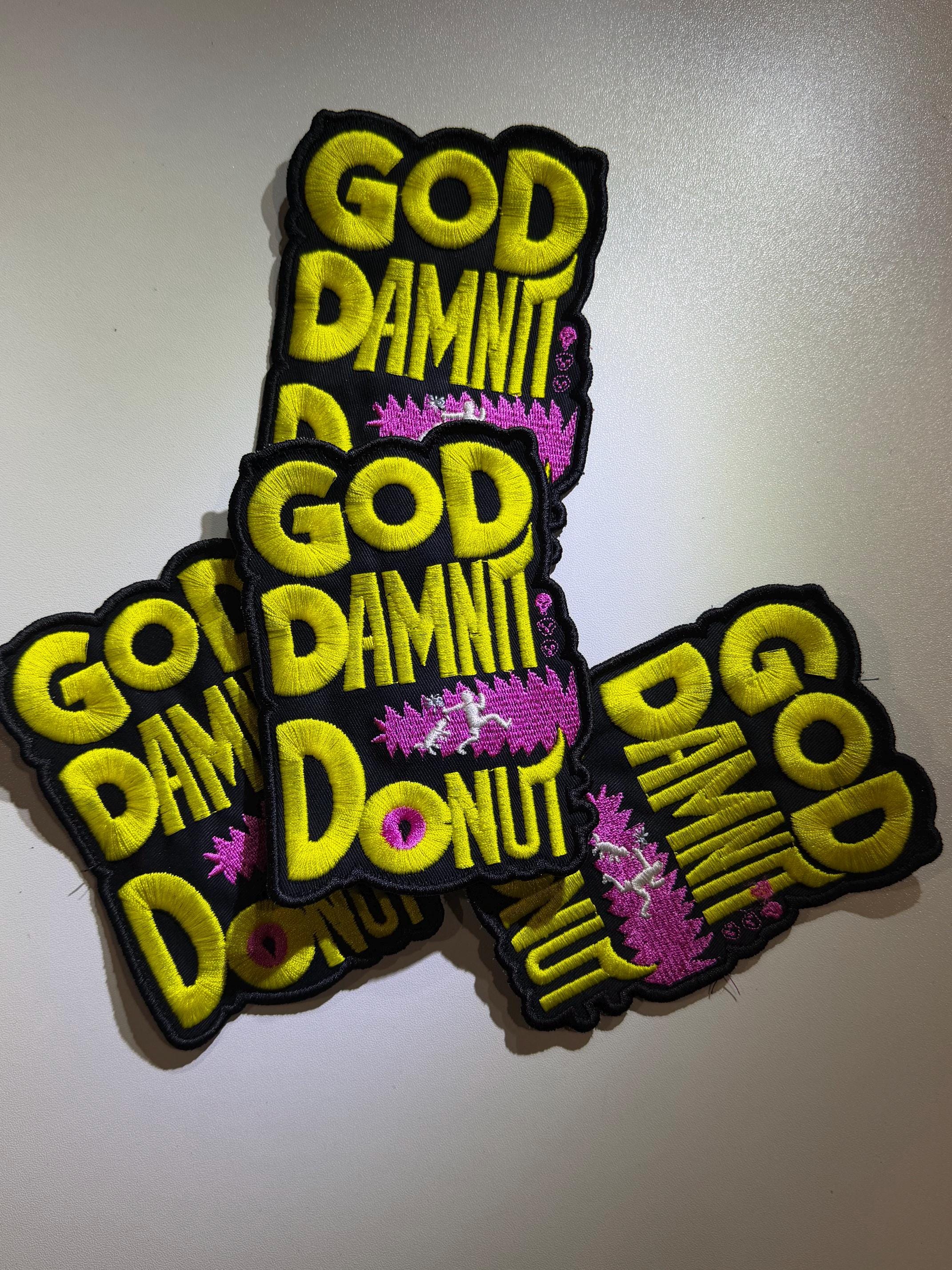 God Dammit Donut Embroidered Patch, DCC Inspired LitRPG Book Patch